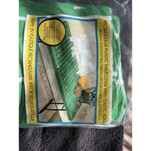 rectangular plastic table cover with elastic edge, football field,‎ party, 40x79